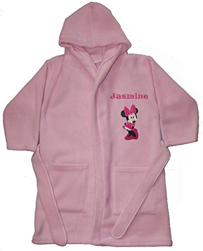 Girls Minnie Mouse Personalised Super Soft Fleece Dressing Gown Pink 1-2 Years.