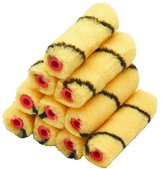 Paquete de 10 mini rodillos ProDec de 4 pulgadas y pelo medio para un acabado suave al pintar con pinturas de emulsión de uso comercial y de bricolaje en paredes y techos interiores
