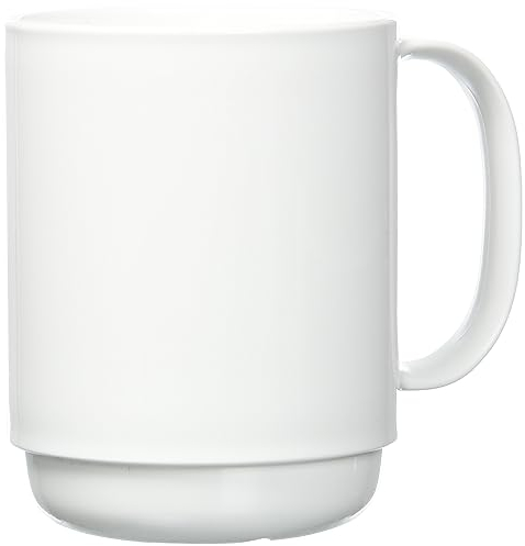 Ornamin Taza con asa, 300 ml, Color Blanco (Modelo 510) / Taza Reutilizable de plástico, Taza de café