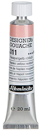 Schmincke - Designers Gouache, Neapelgelb rötlich, 20 ml-Tube, 25 311 007, streifenfreier Auftrag, maximal deckend, farbintensiv und samtmatt