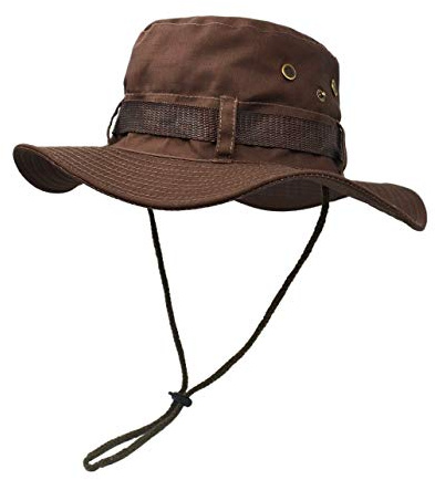 UltraKey Chapeau de Soleil à Large Bord Extérieur, Couche Double Style d’armée de Combat Classique Jungle Chapeau de Soleil pour Pêche, Chasse, Camping Brun