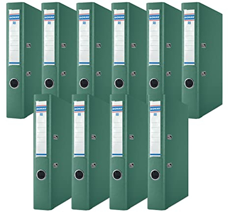 Donau Raccoglitore a leva, sottile, 10 pezzi, formato DIN A4, 5 cm, 10 pezzi, colore verde, copertina in plastica PP/cartone