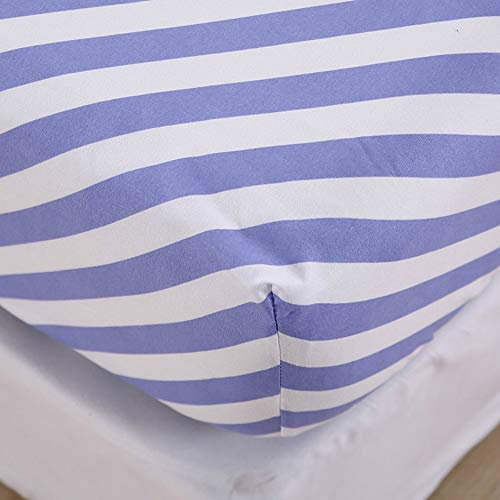 Chickw1 100% Polyester Spannbetttuch, Spannbetttuch Boxspringbett, Weiche Spannbettlaken Matratzenschoner für Bettw Sche, Steghöhe bis 30cm (Blaue weiße Streifen,90x200x30cm)