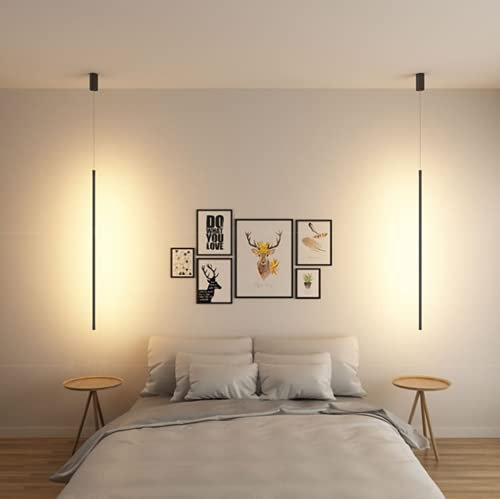 Zi Yang LED Nordico Lungo Lampada a Sospensione Moderno Minimalista Camera da Letto Comodino Cucina Soggiorno Ufficio Caffetteria Loft Bar Ristorante Lampada a Sospensione Luce Calda 3000K,L:80CM
