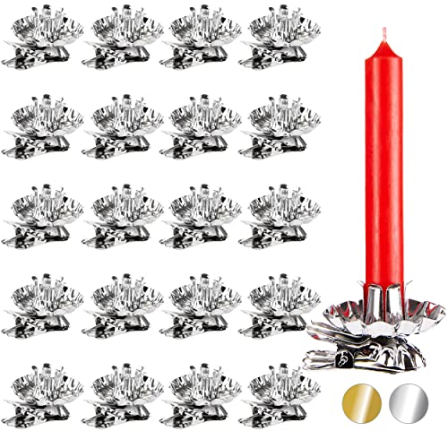 BRUBAKER 20er Pack Baumkerzenhalter für Weihnachtsbaum - Vintage Kerzenhalter Silber - Traditionelle Kerzenzwicker mit Clip