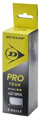 Dunlop Pro Tour 3er Tischtennis Bälle Weiß, Profi Trainingsbälle