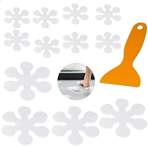 AWAVM 20 Pcs Clear Anti-Slip Stickers Flower Shape, Anti-Slip Bath Mat Shower Sticker Clear and No Wear Textured Baby Shower Stickers for Bathroom Stairs Kitchen Better Grip Adhesives