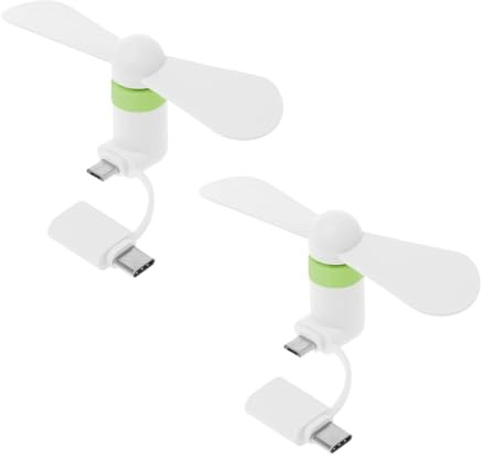2 Pack Mini Cell Phone Fläkt, 2 i 1 Bärbar Mobil Fläkt Pocket Resefans Snabb Kylning för Sommaren Utomhus, för Smartphone-tablett med Micro USB och Typ C-gränssnitt