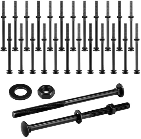 Zonon 24 Sets Carriage Bolt, Black, 1/2 x 8 Inch
