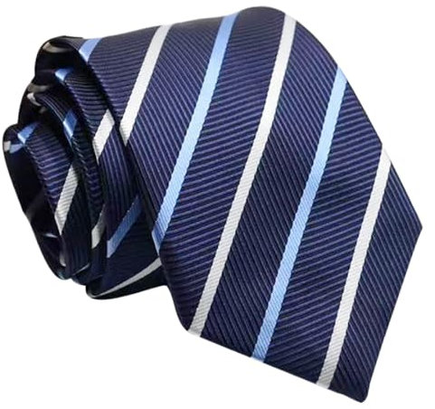 LuLiyLdJ Corbata de Rayas Blancas y Azules, Corbatas Elegantes para Hombres, Corbata Elegante para Hombres, Satén de 8 cm, Corte Entallado, Rayas Azules y Blancas Informales, 1 Pieza