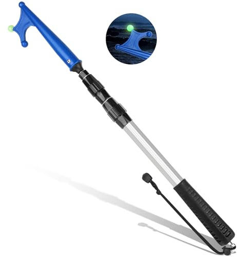 San Like Gancho para Barco Telescópico, Medio Marinero Accesorios para Barcos, Palo Poste de Aluminio Boat Hook con Cuentas Luminosas, Barra de Empuje Flotante 1.4M