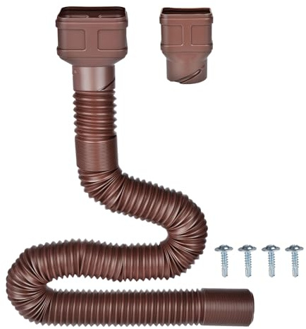 POLARDAYS 7ft Long Gutter Downspout Extensions, Outer Diameter 3 Downspout Extender for Rainwater Drainage, Flexible Drainage Pipe Suitable for 2×3 and 3×4 Downspout (Brown-1-Pack)