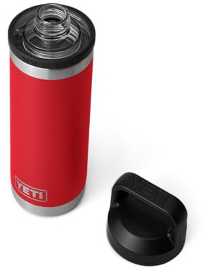 YETI Rambler Bottle Chug, Vaccum Insulated Stainless Steel Bottle with Leakproof Chug Cap, Rescue Red, 18 oz (532 ml)