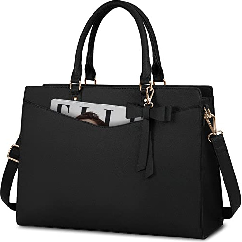 Dakuly Bolso de Mujer Grande Bolso para Portatil 15,6 Pulgadas Cuero PU Bolsos Universidad Impermeable Bolsos de Mano Bandolera para Oficina Trabajo