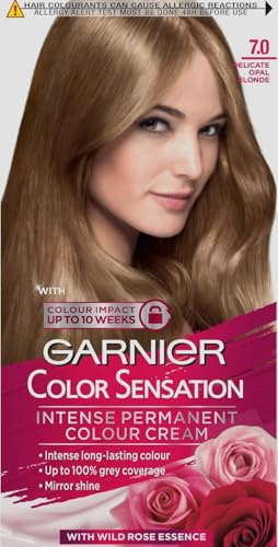 Garnier Color Sensation 7.0 Delicate Opal Blonde Hair Dye Permanent Up to 100% grey hair coverage Intense, Long-lasting blonde hair color result with mirror shine x 2 (Pack of 2)