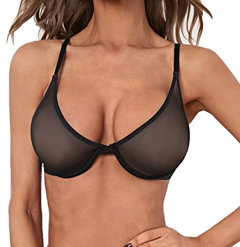 Sport Top mit Integriertem BH Hebe BH Büstenhebe Mesh Bügel Mesh ügel Frauen Plus Size Weste Crop Wire Frees Dessous Sexy V Ausschnitt Accessoires Damen Top mit Integriertem (Black,XXXL)