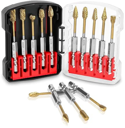 10 Stück Hartmetallfräserset mit Schnellwechselschaft 1/4“, Fräser, Drehfräser-Set aus Hartmetall-Karbid für Bohren, Holzschnitzerei, Metallbearbeitung, Polieren, Gravieren