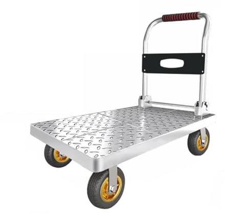 Carrello a piattaforma resistente, carrello pieghevole a base piatta per un facile trasporto, carrello industriale a mano per lo spostamento di magazzini e garage, pianale rotante