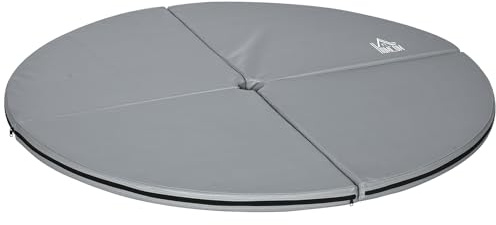 HOMCOM Tanzstangenmatte, Ø 150cm Stangentanz Schutzmatte, 5 cm dick Pole Dance Matte, faltbare Sicherheitsmatte, tragbare Fitness Matte, Stoßdämpfende Sicherheitsmatte, Gymnastik, Yoga, Hellgrau