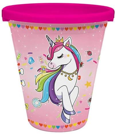 NEUSTANLO | Einhorn Eimer 23 cm | Unicorn Sandeimer mit Henkel | Stabiler Spieleimer für Strand Sandkasten & Garten | buntes Design