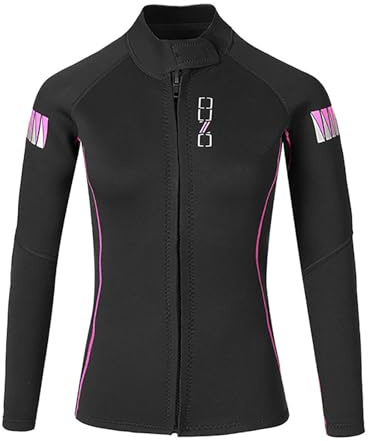 Women,XXL,Parte Superior de Traje de Neopreno de 1,5 Mm, Chaqueta de Buceo Térmica de Manga Larga con Cremallera Frontal, para Surf, Natación, Snorkel, Kayak y Agua Fría