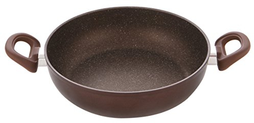 ILLA Gourmet Wok 24 cm con Rivestimento Rock 5 Strati Rinforzato con Particelle Minerali, Bronzo