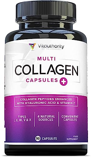 Hydrolyzed Collagen Capsules High Strength for Women Blend - Bovine and Marine Collagen Supplement for Women with Types I II III V and X - High Strength Collagen Peptides Capsules with Vitamin C
