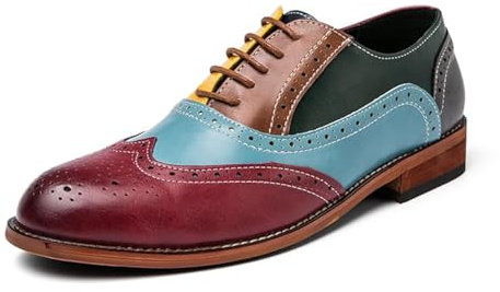 HuitJours Men Oxford Gatsby Lace up Dress Shoes Wingtip Colors Brogues Spectator Multicolor Two Tone Shoes