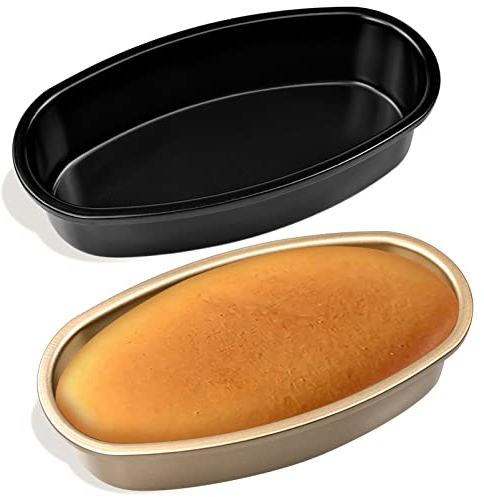 inheming 2 Pack Oval Cheesecake Pan 9 Non-Stick Cake Pan Mold,Aluminum Cheesecake Tin Moulds,Non Stick Baking Molds