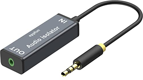 eppfun AV100A Entstörfilter, Ground Loop Noise Isolator for Car Audio System/Home Stereo Lautsprecher, Auto Radio Entstörer with 3.5mm Klinke