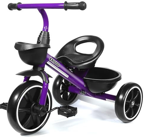 KRIDDO Dreirad ab 2 Jahre, Dreirad für Kinder von 24 Monate bis 5 Jahre, Kinderdreirad Lauflernhilfe, Geschenk für Kleinkinder von 2-4 Jahren, Dreiräder, Violett