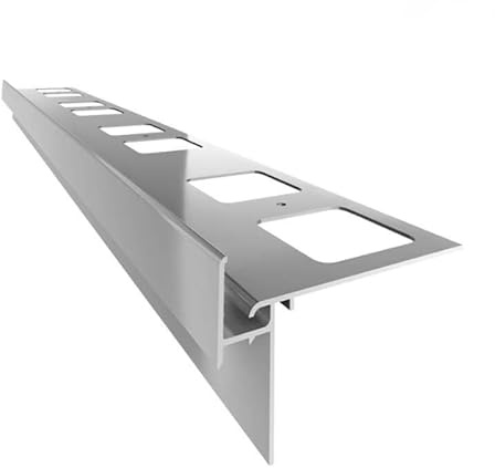 Renoplast® Profilé D'égout en Aluminium K35 200cm Gris | Finition de Terrasse| Sols Carrelés sur Mortier-colle| Systèmes D'évacuation D'eau Profilé d'angle | Protection Anticorrosion Profilé de Balcon