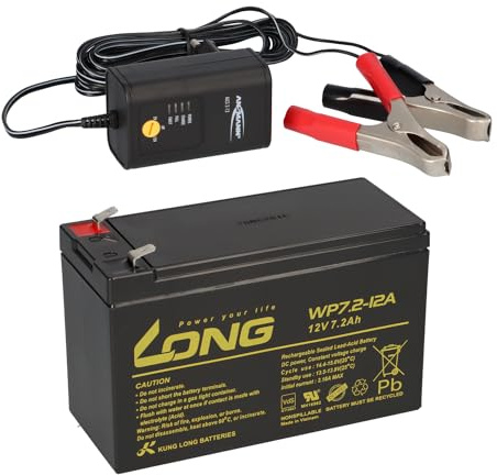 Batterie au plomb 12 V 7,2 Ah compatible gel 7,0 Ah 6,5 Ah 7 Ah pour voiture d'enfant UVM. + Chargeur