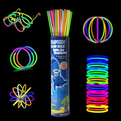 Widisun knicklichter kinder 100 Stück Glow Neon dunkle Party Supplies mit 100 Verbinder Knicklichter Party Set für Kinder Knicklichter Ketten Set für Hochzeiten Geburtstage Festivals Party