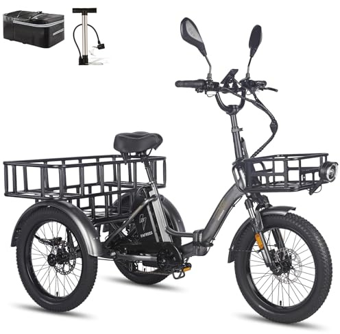 [ Offiziell ] Zulassung Fafrees F20 Mate Klapprad E Bike Dreirad für Erwachsene 20 Zoll, Damen Elektrofahrrad Herren 180 KG E Lastenfahrrad, Ebike Hydraulische Scheibenbremsen, Fatbike Elektro Dreirad