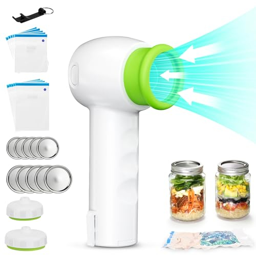 Food Vacuum Sealer Machine, Kitchen Vacuum Sealer Bag Set, Portable Vacuum Sealer with Advanced Digital Display, Ideal for Food Storage Preservation, Food-Grade Materials,10 Bags 10 Cans