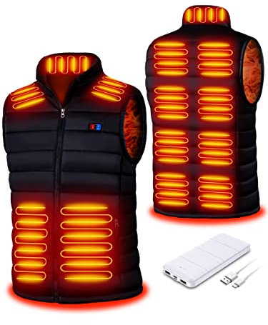 Warmy Heated Gilet for Men, Electric Heated Vest with 13 Heating Zones, Rechargeable Heated Vest 3 Heating Levels Heated Body Warm Jacket for Outdoor Sking Hunting Hiking Camping(3XL)