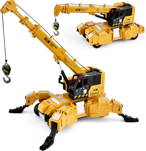vamei Baustellen Fahrzeuge Spielzeug Metall Kunststoff Kran Spielzeugautos Baufahrzeuge LKW Spielzeug Kinder Transformierbar Lastwagen Spielzeug Geschenk für Jungen 3 4 5 6 Jahre (Kran)