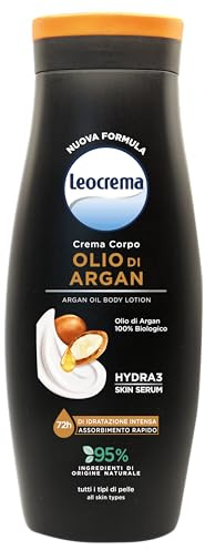 Leocrema - Organisk arganolja kroppskräm, rik konsistens med snabb absorption, fuktgivande i 72 timmar, 400 ml