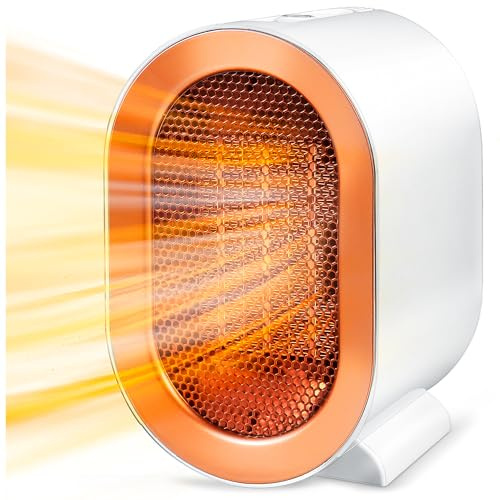Electric Heater, 1200w Portable Ceramic Fan Heater, 2 Heating Modes, Thermostat, Overheating and Tip-Over Protection, Low Energy Silent Room Space Heaters for Home Office Bedroom