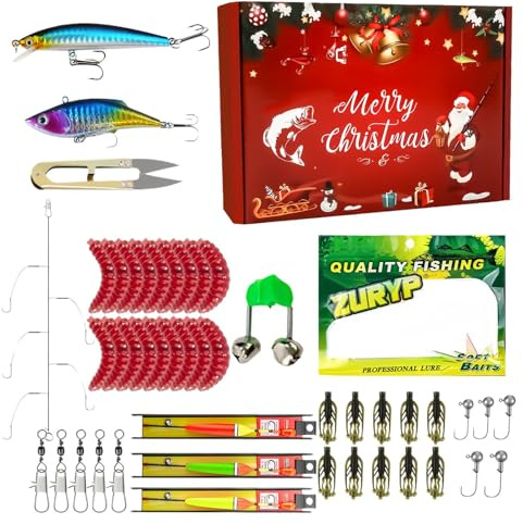 Ensemble De Leurres De Pêche,Ensemble d Accessoires de Pêche pour Cadeau de Noël - Coffret de Matériel de avec Appâts,pour Extérieur Eau Douce Rivière Lac Étang Vacances Famille Nuit