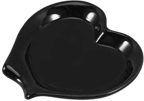 DECORNIJIA Soporte para Cuchara de Cerámica Negro Compacto para Cocina, Reposa Cucharas de Sopa Reutilizable y Liso, Portacucharas Delicado Adecuado para Utensilios y Café Hogar