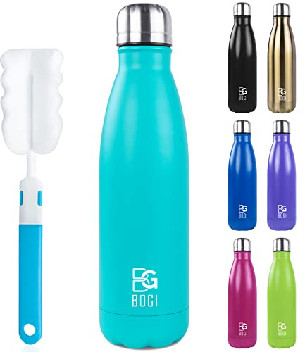 BOGI 17oz Insulated Water Bottle Double Wall Vacuum Stainless Steel Water Bottles, Leak Proof Metal Sports Water Bottle Keeps Drink Hot and Cold - Perfect for Outdoor Sports Camping Biking (Mint)