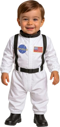 FIESTAS GUIRCA | Costume da Astronauta Bebè (18-24 Mesi) - Tuta Spaziale per Bambini - Costumi da Pilota e Esploratore dello Spazio per Halloween, Carnevale e Feste in Maschera - Bianco e Nero