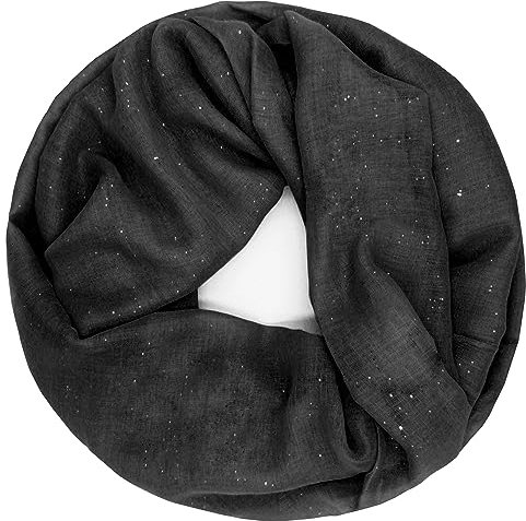 Gloop Damen Loop Schal Schlauchschal, Tuch, leichter Langschal Schlauchschal 01122-01123-P, 01123a1 Schwarz, Einheitsgröße