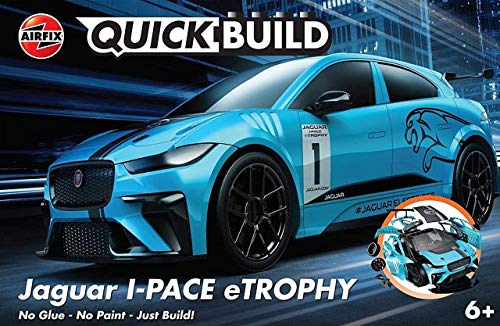 Airfix QUICKBUILD Model Car Kit - Jaguar I-PACE eTrophy Blue Car Building Kit for Kids 6+, Construction Toys for Boys & Girls, No Glue Model Making - Classic Car Gifts Plastic Model Kits