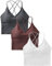 Sport BH Damen Bustier BH Ohne Bügel Sport Bra Top Spaghettiträger Cross Back Design Push up BH für Yoga Fitness, 3er Pack-Grau+weiß+kaffee-Einheitsgröße