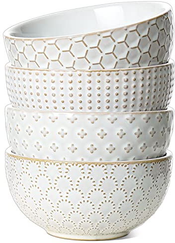 LE TAUCI kleine Schüssel, Müslischalen 4er Set, 350 ml Suppenschüssel Keramik, Snackschale für Salat, Joghurt, Obst