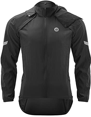 ROCKBROS Chaqueta de Ciclismo Anti Viento Manga Desmontable Transpirable y Secado Rápido para Bicicleta Running Deportes al Aire Libre, Negro