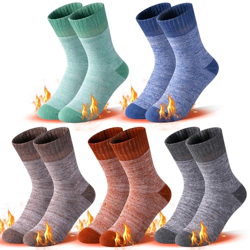 GENTABY Kinder Wintersocken für Jungen Mädchen Warme Socken Kleinkind Größe 31-34 Stiefel Skifahren Thermische Dicke Socken -5 Paar hochelastische Socken Kinder